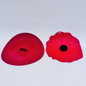 2 Silicone Pot Lids 11" & 12" Red Poppy‎ Charles Viancin & Similar Unbranded Red